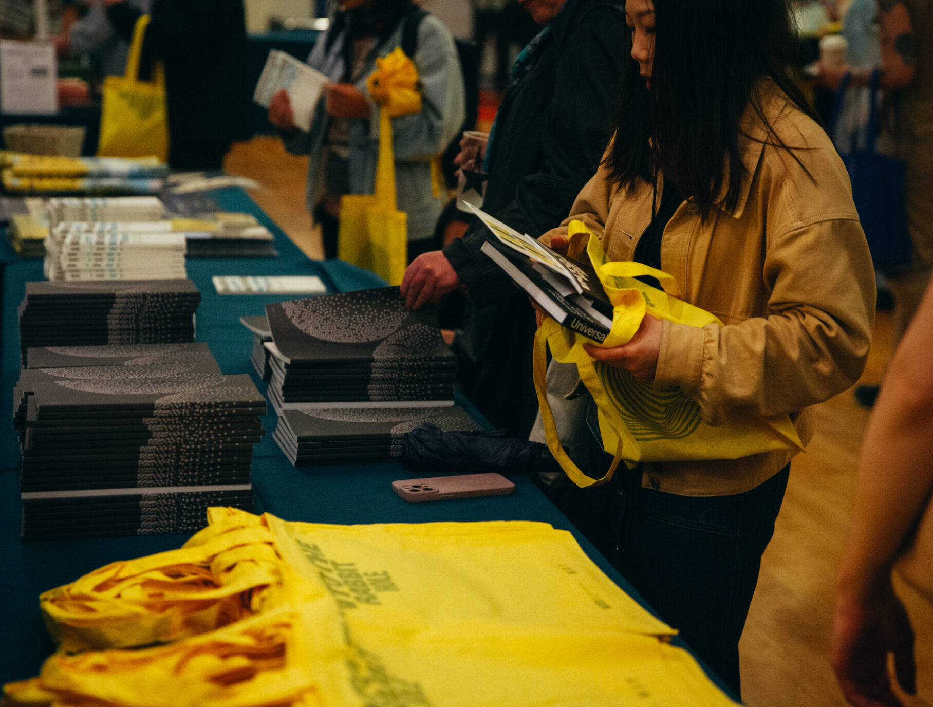 People looking at giveaways