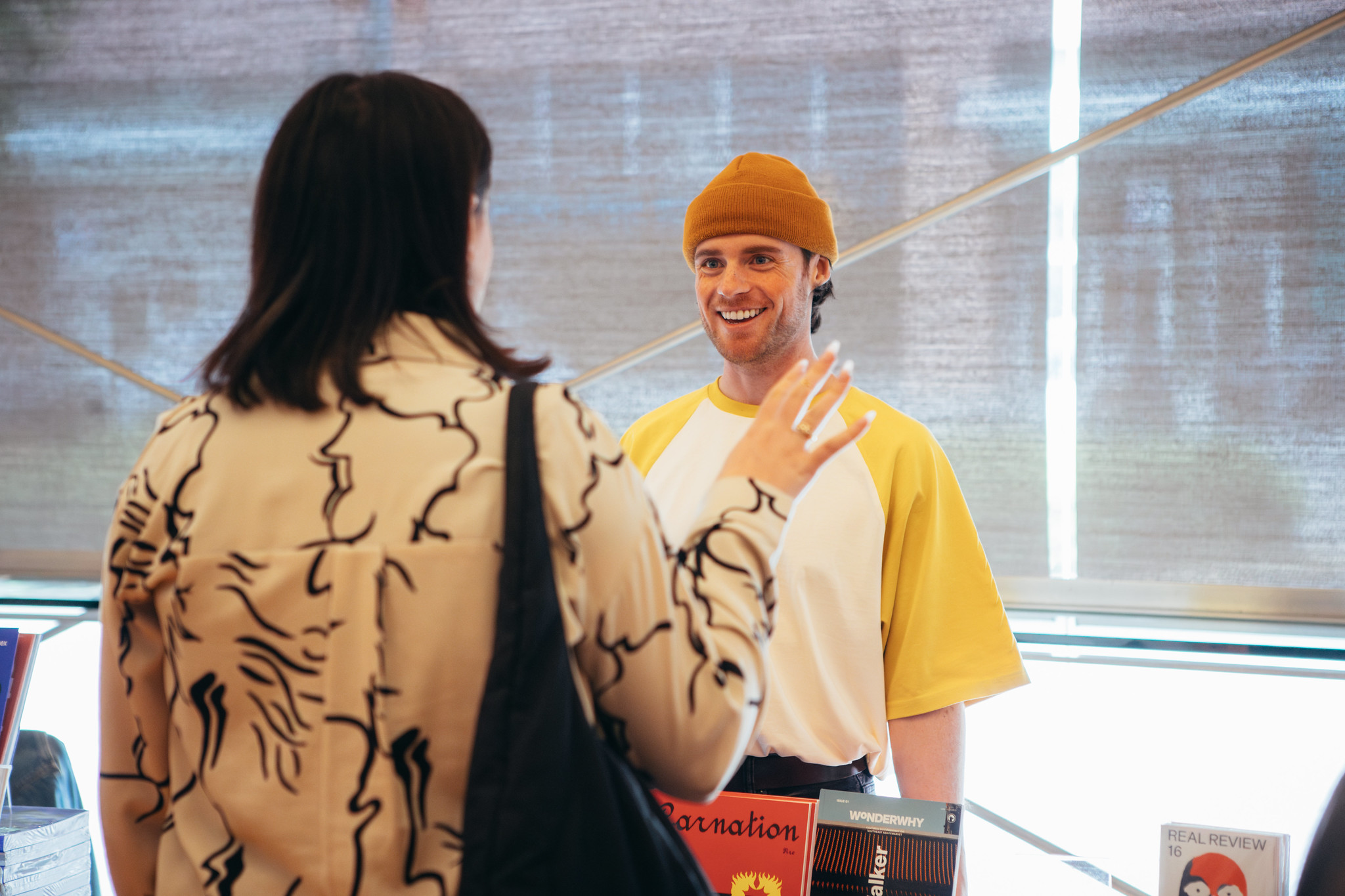 Photo of two people talking